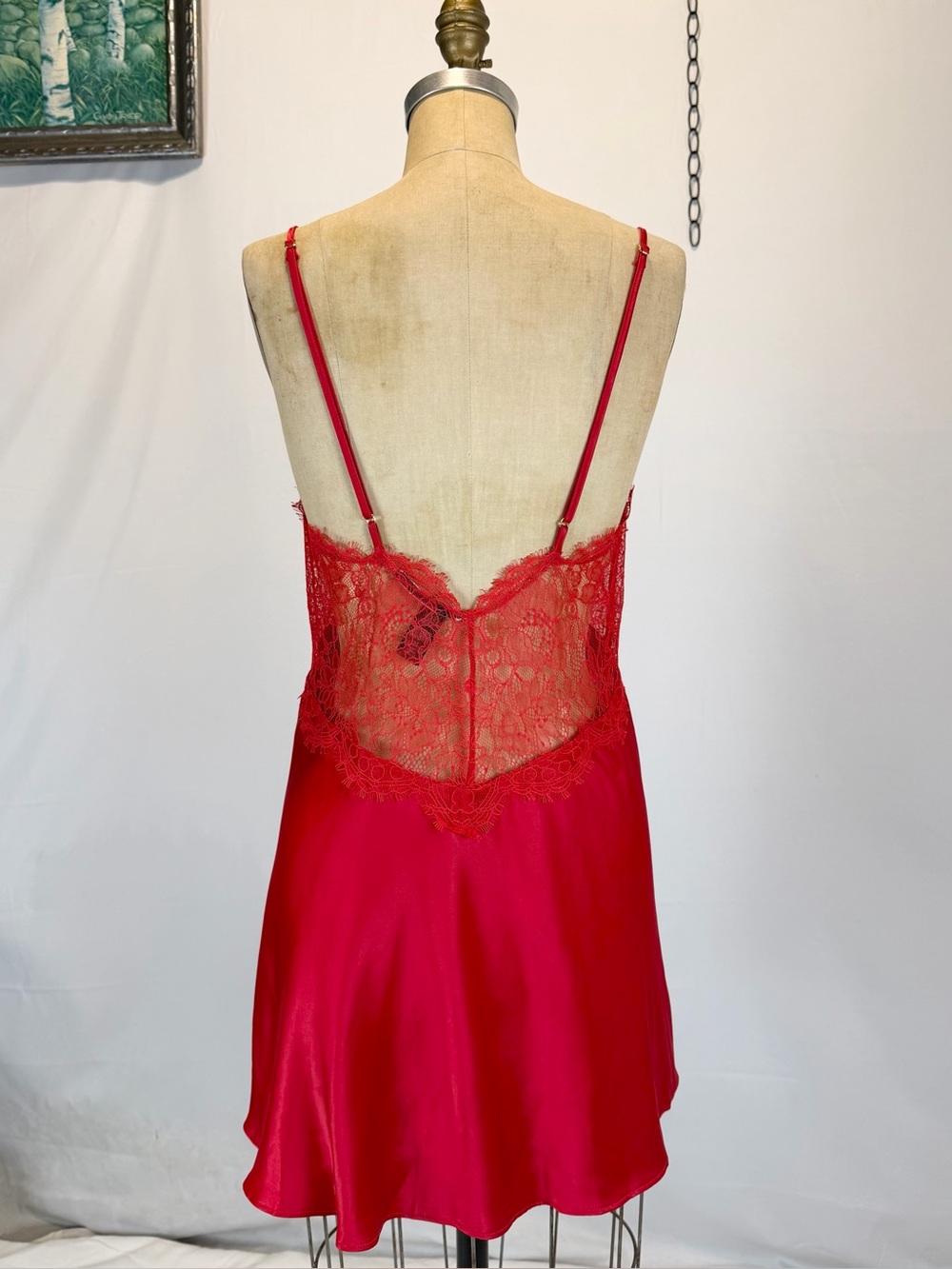 Victorias Secret cherry lipstick red nighty negligee lace nightgown lingerie - Picture 5 of 10